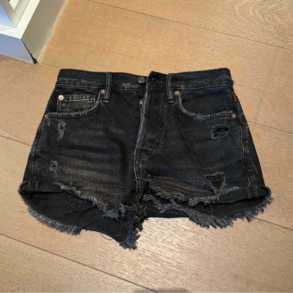 Free People black denim short size 24